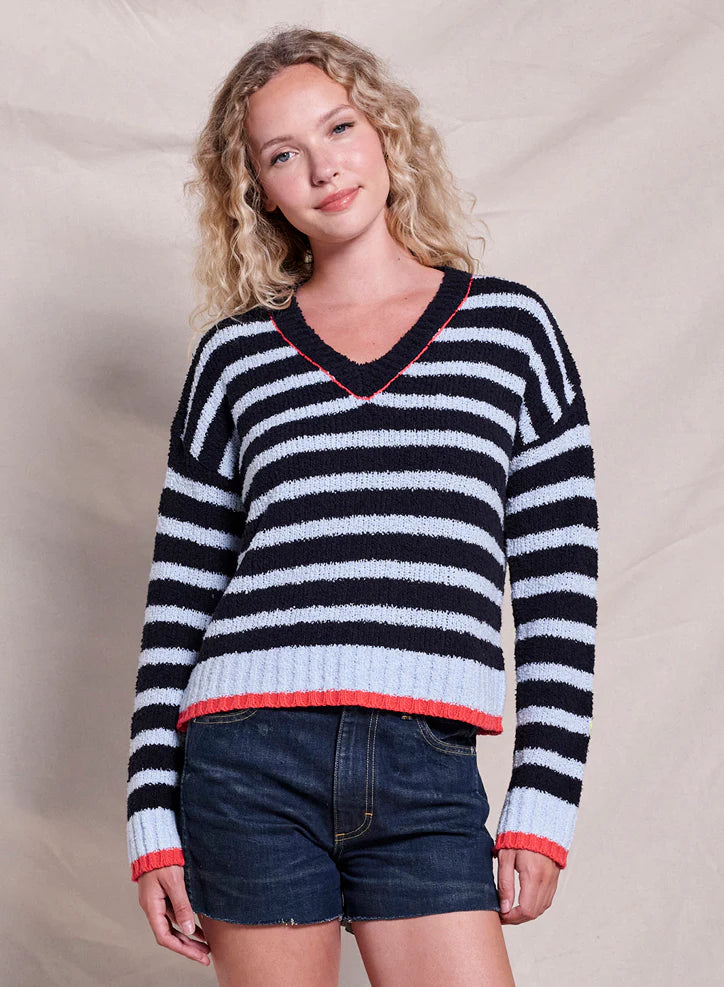 Sundry Striped V Neck Sweater