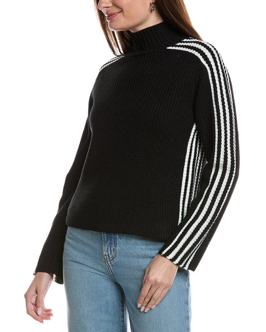 Theo & Spence Stripe Sleeve Turtleneck