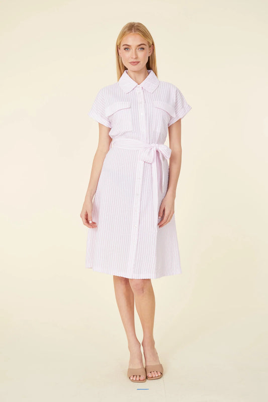 Dolce Cabo Striped Belted Dress