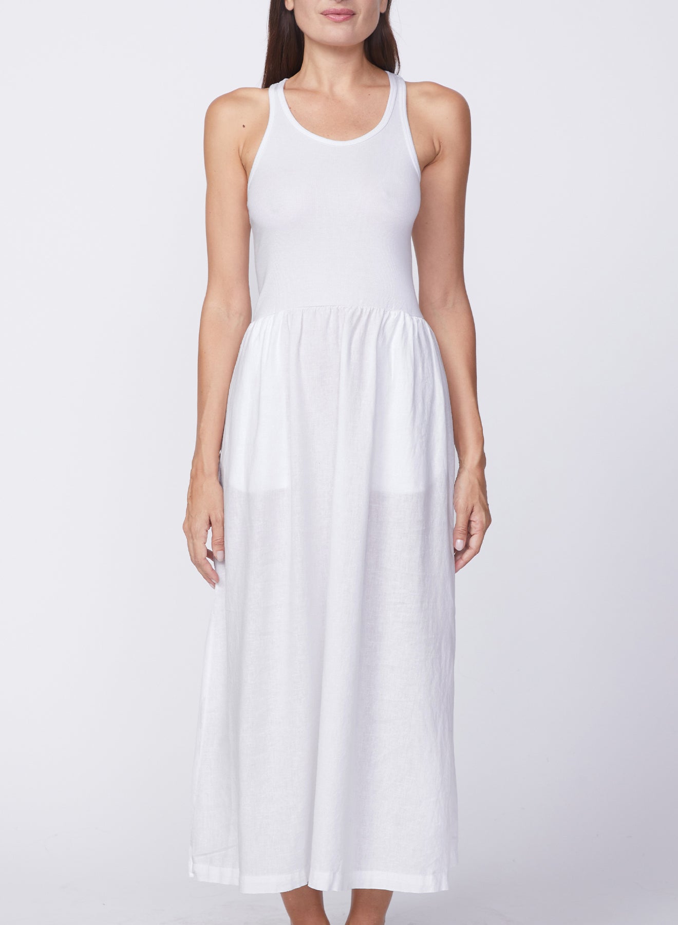 Stateside Linen Racerback Mix Media Dress