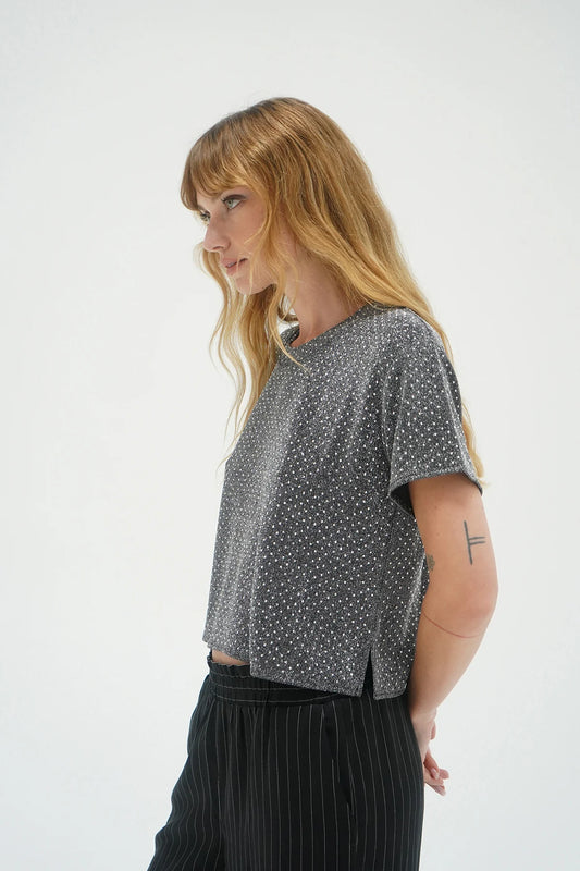 LNA Brooklyn Rhinestone Tee