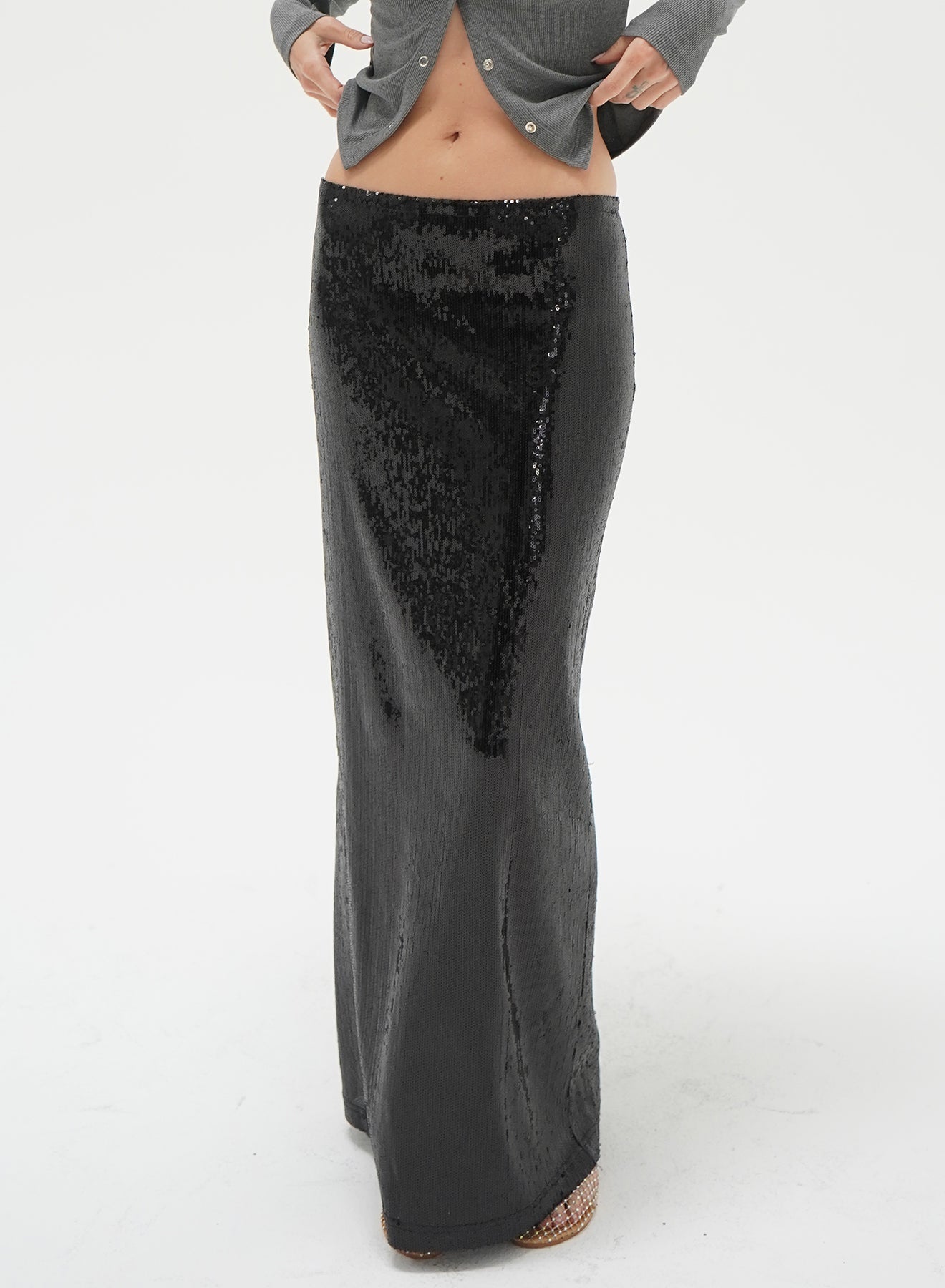 LNA Elettra Sequin Column Skirt