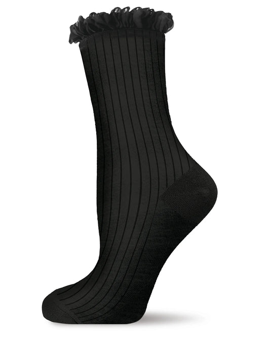 Me Moi Fine Rib Loop Cuff Socks