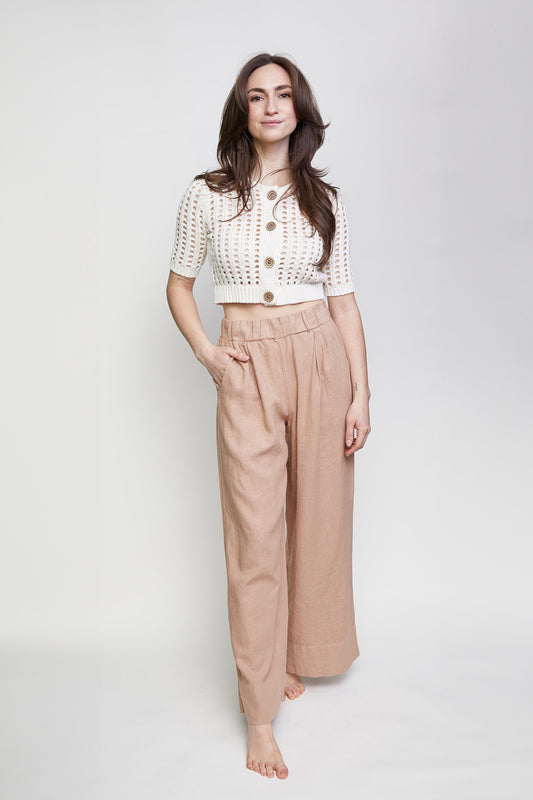 Stateside Linen Wide Leg Pull-On Pant