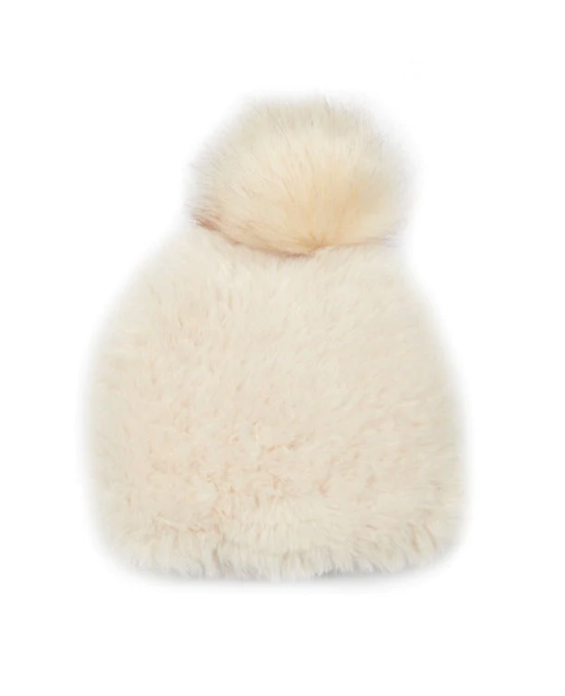 Jocelyn Faux Fur Hat w/ Faux Pom