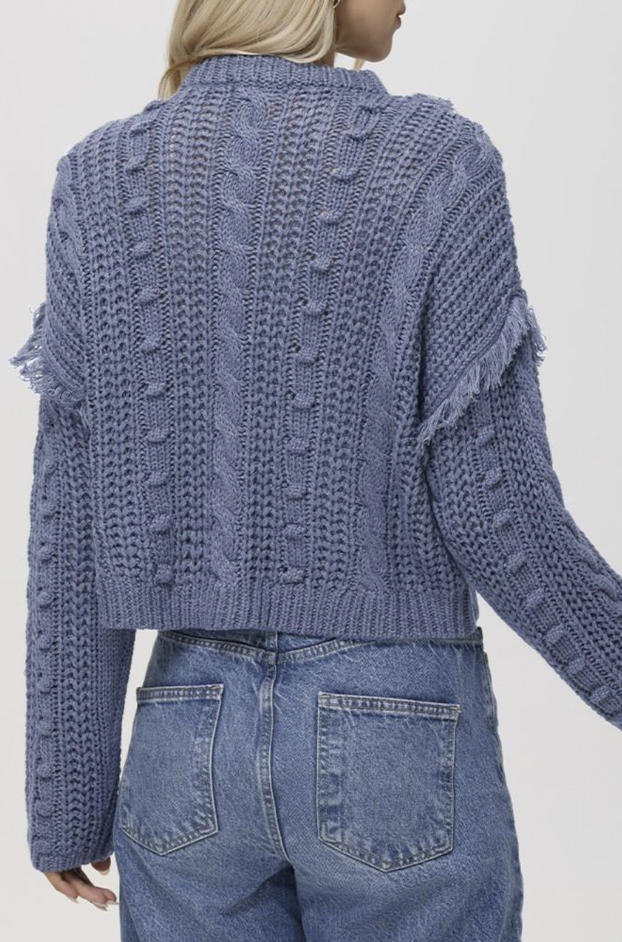 525 Delilah Fringe Cable Pullover