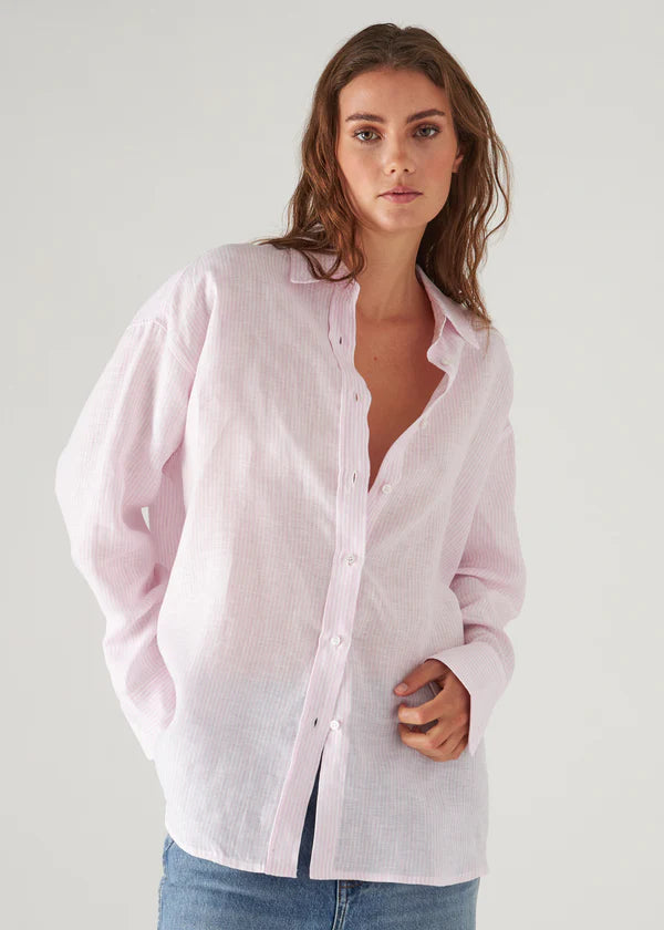 Patrick Assaraf Linen Stripe BF Shirt