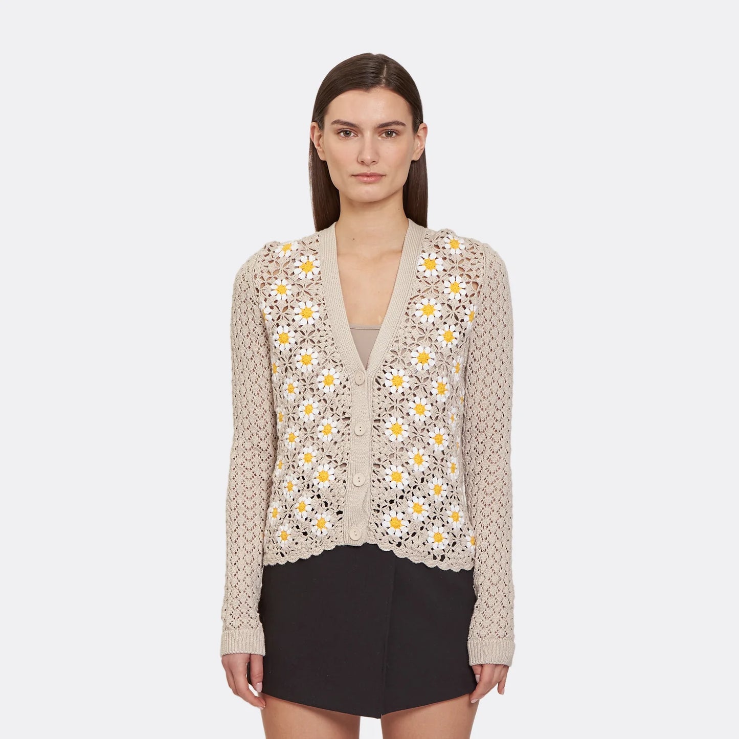 Autumn Cashmere Crochet Daisy Cardigan