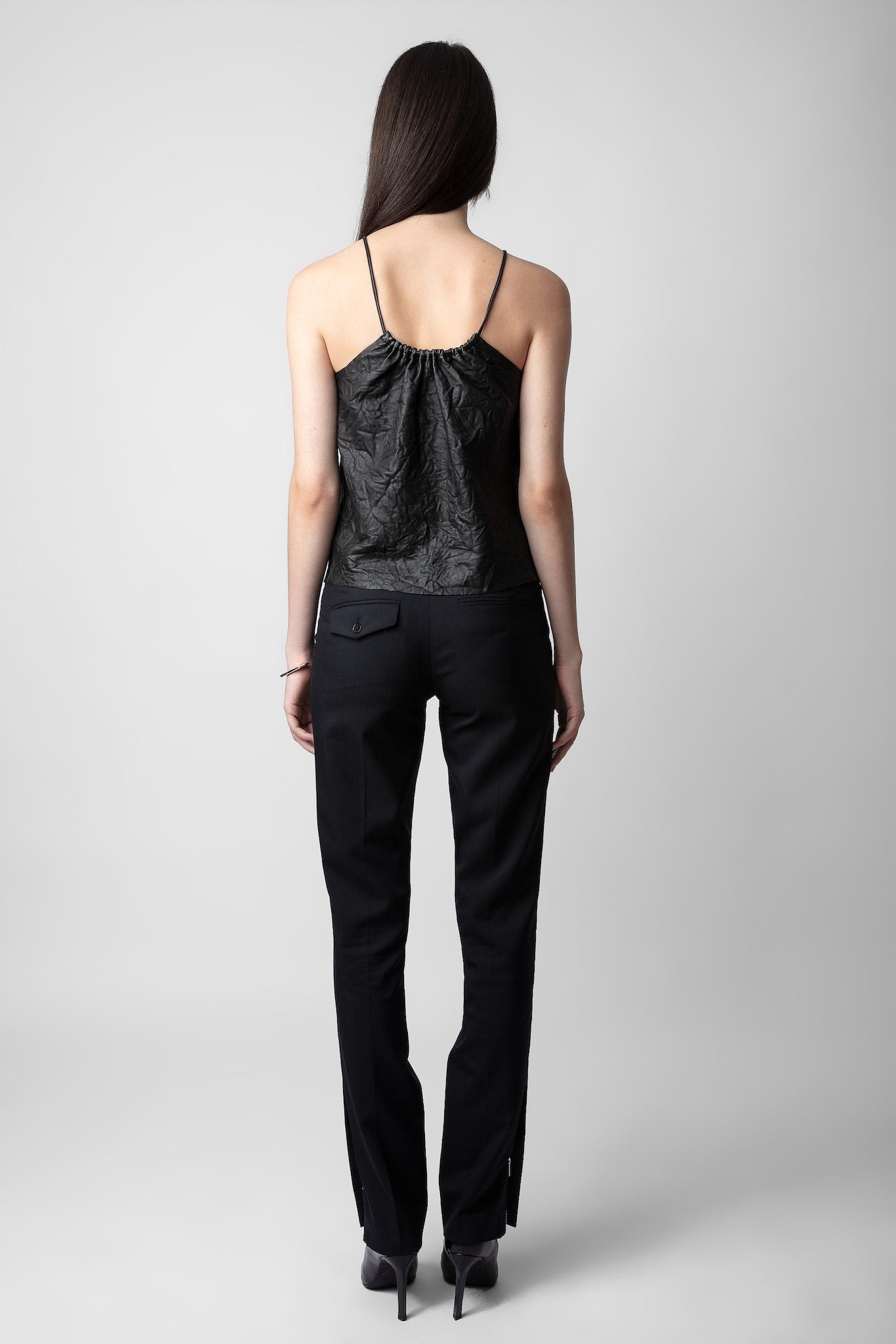 Zadig & Voltaire Cidonie Crinkled Leather Top