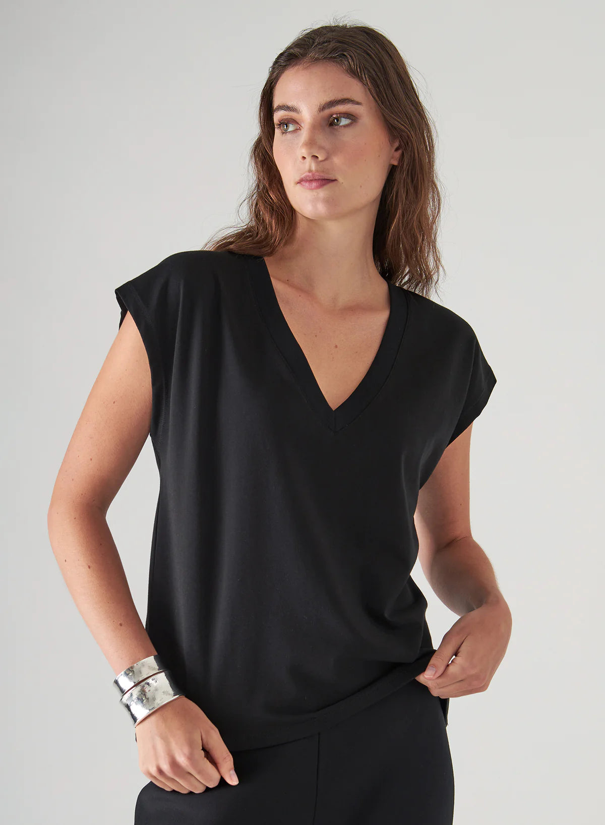 Patrick Assaraf V-Neck Dolman Tee