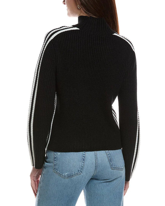 Theo & Spence Stripe Sleeve Turtleneck