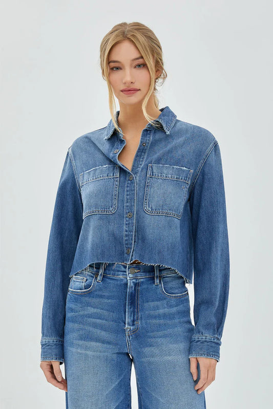 Hidden Crop Denim Shirt