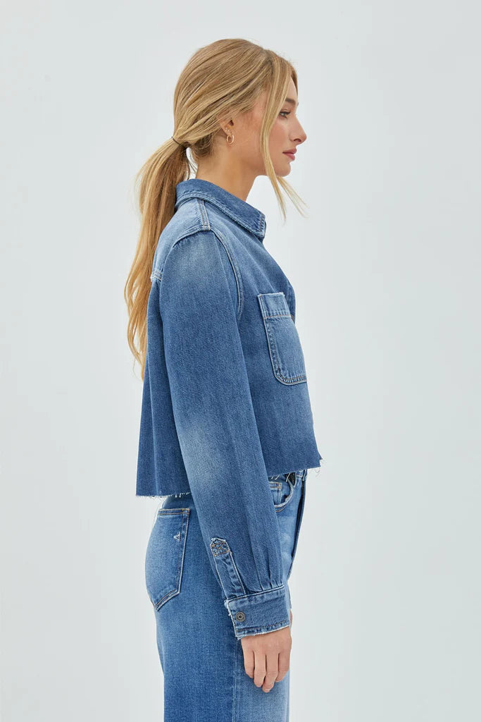 Hidden Crop Denim Shirt