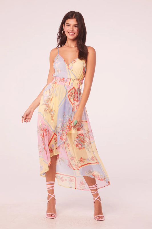 band of the free maxi dress BAND OF THE Free Black Floral Hi-Lo Wrap Maxi Dress Long Sleeve XSP