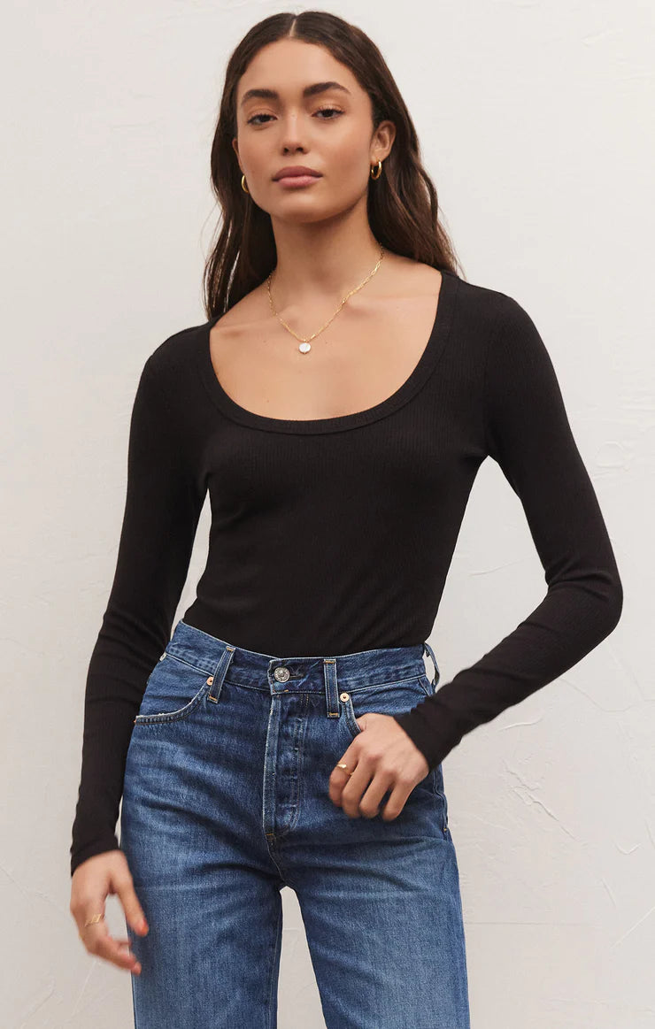 Z Supply Lilah Long Sleeve Rib Bodysuit