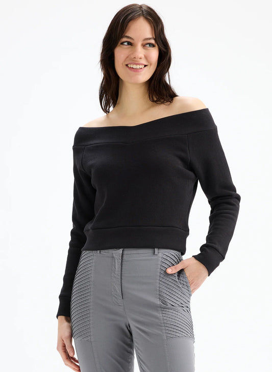 Chrldr Lindsay Off Shoulder V Sweatshirt