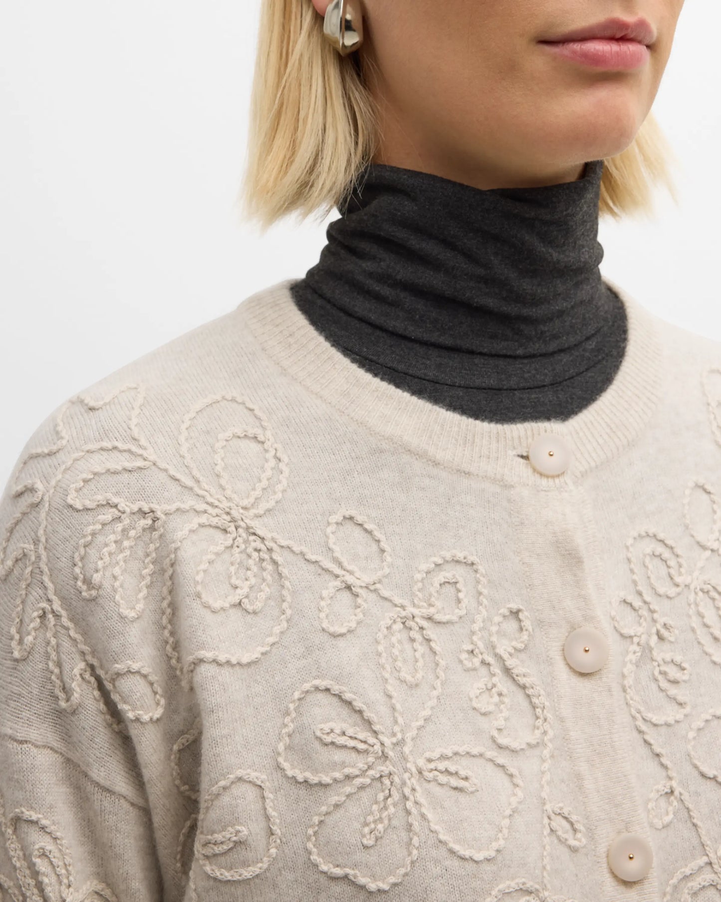 Autumn Cashmere Embroidery Stitch Cardigan