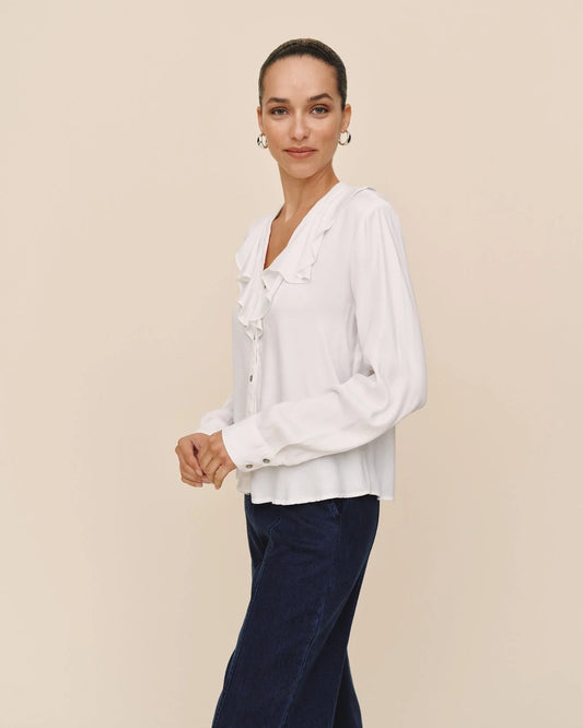 Bella Dahl Ruffle Neck Button Up