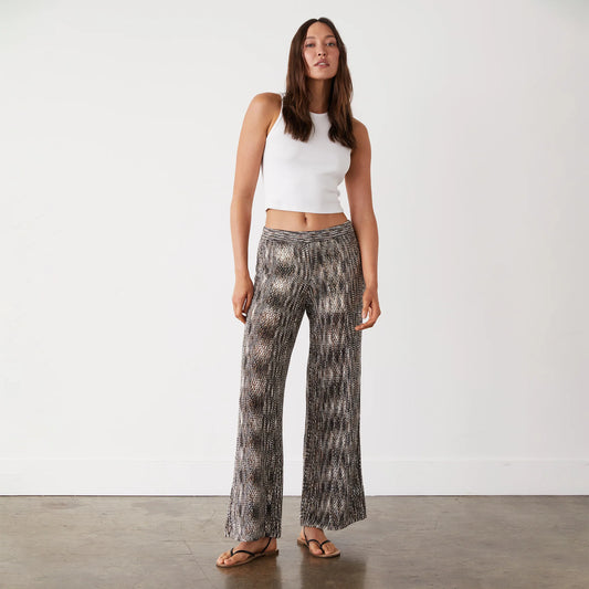 Monrow Space Dye Crochet Wide Leg Pant